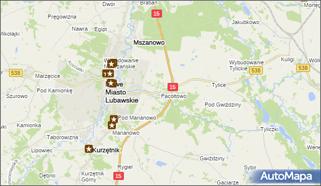 mapa Pacółtowo gmina Nowe Miasto Lubawskie, Pacółtowo gmina Nowe Miasto Lubawskie na mapie Targeo