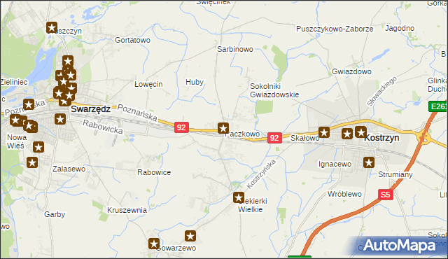 mapa Paczkowo gmina Swarzędz, Paczkowo gmina Swarzędz na mapie Targeo