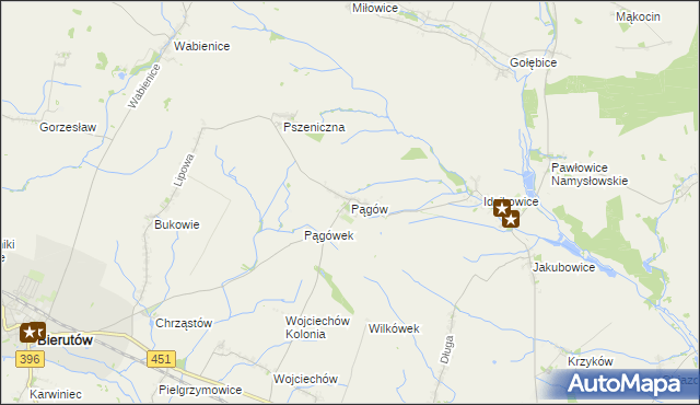 mapa Pągów gmina Wilków, Pągów gmina Wilków na mapie Targeo