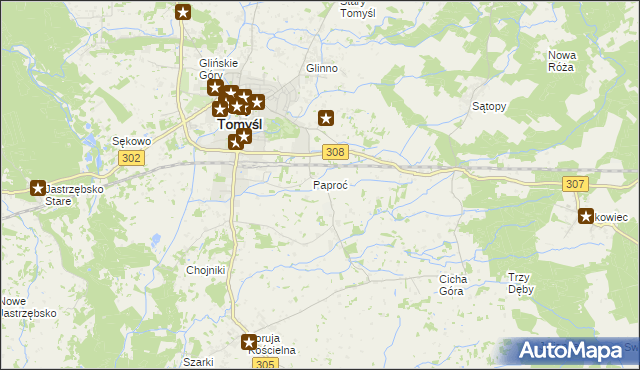 mapa Paproć, Paproć na mapie Targeo