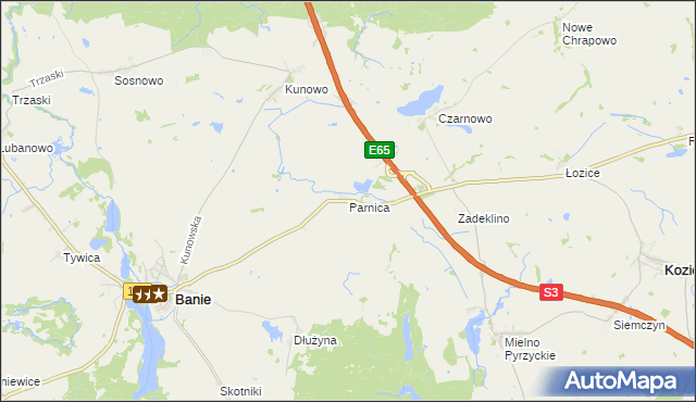 mapa Parnica gmina Banie, Parnica gmina Banie na mapie Targeo