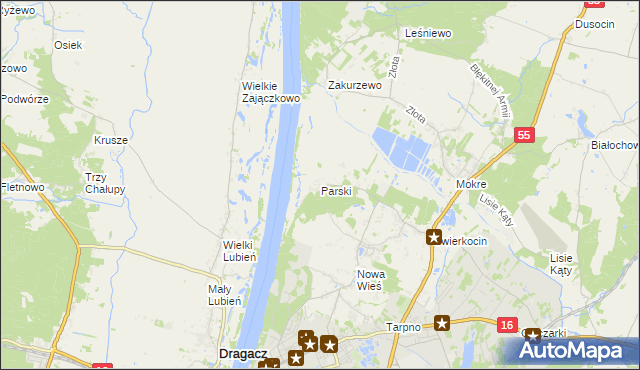 mapa Parski gmina Grudziądz, Parski gmina Grudziądz na mapie Targeo