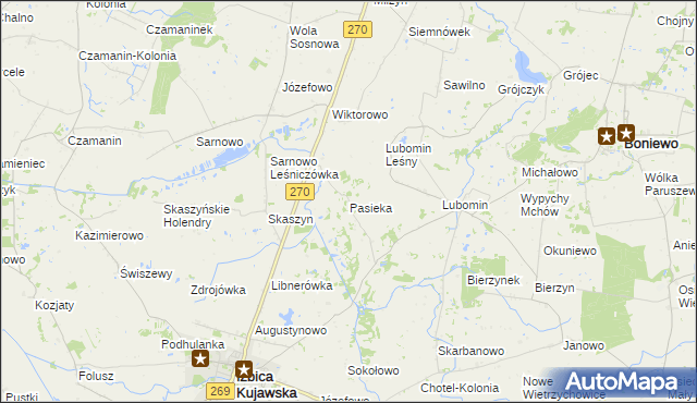 mapa Pasieka gmina Izbica Kujawska, Pasieka gmina Izbica Kujawska na mapie Targeo