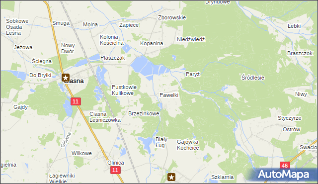 mapa Pawełki gmina Kochanowice, Pawełki gmina Kochanowice na mapie Targeo