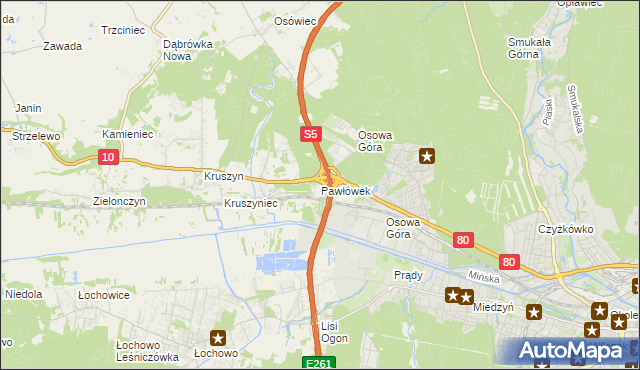 mapa Pawłówek gmina Sicienko, Pawłówek gmina Sicienko na mapie Targeo