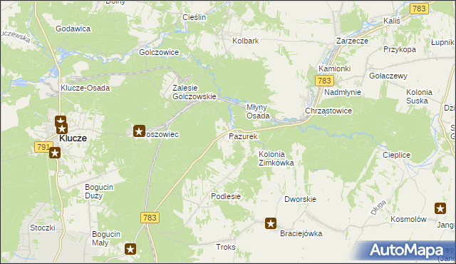 mapa Pazurek, Pazurek na mapie Targeo