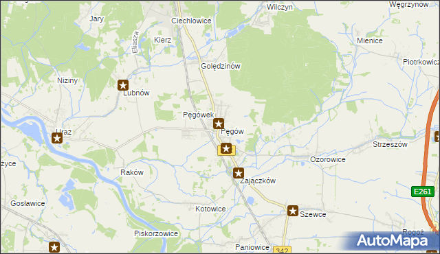 mapa Pęgów gmina Oborniki Śląskie, Pęgów gmina Oborniki Śląskie na mapie Targeo