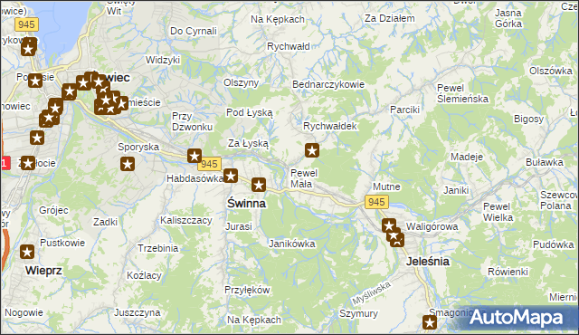 mapa Pewel Mała, Pewel Mała na mapie Targeo