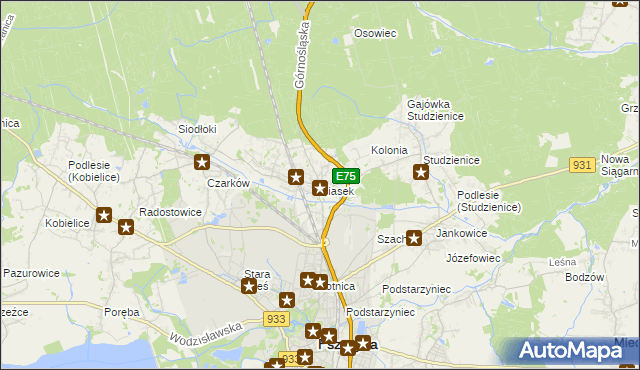 mapa Piasek gmina Pszczyna, Piasek gmina Pszczyna na mapie Targeo