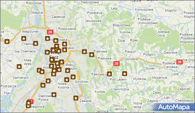 mapa Piątkowa gmina Chełmiec, Piątkowa gmina Chełmiec na mapie Targeo