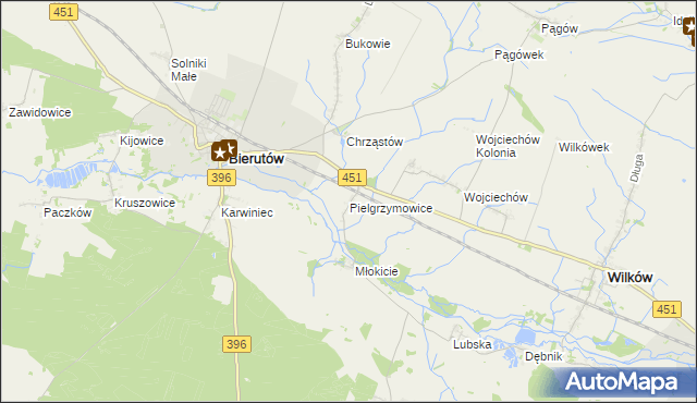 mapa Pielgrzymowice gmina Wilków, Pielgrzymowice gmina Wilków na mapie Targeo