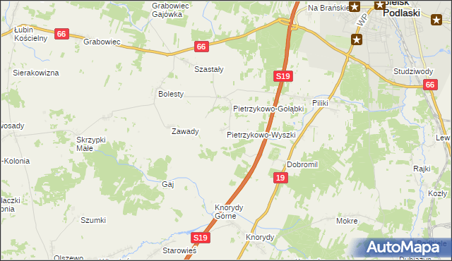 mapa Pietrzykowo-Wyszki, Pietrzykowo-Wyszki na mapie Targeo