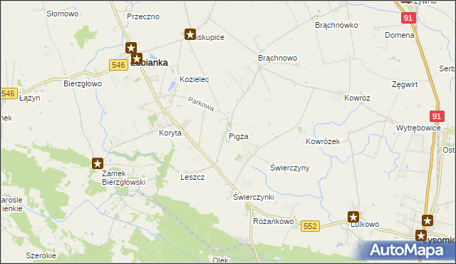 mapa Pigża gmina Łubianka, Pigża gmina Łubianka na mapie Targeo