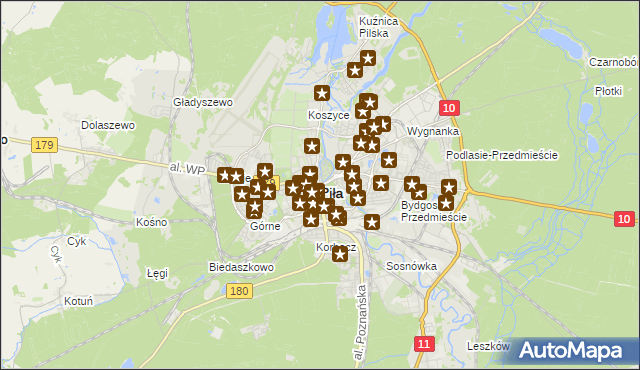 mapa Piły, Piła na mapie Targeo