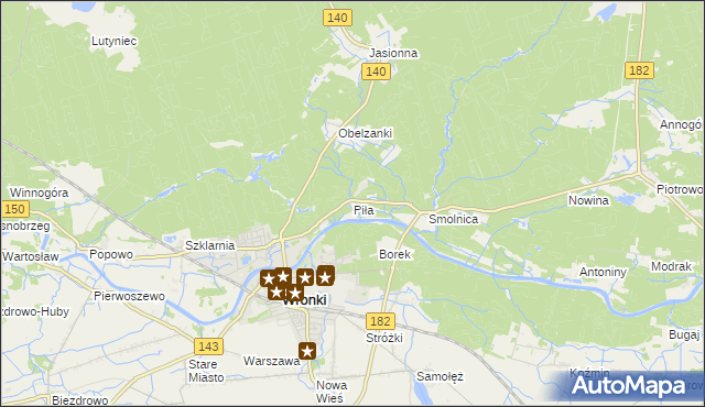 mapa Piła gmina Wronki, Piła gmina Wronki na mapie Targeo