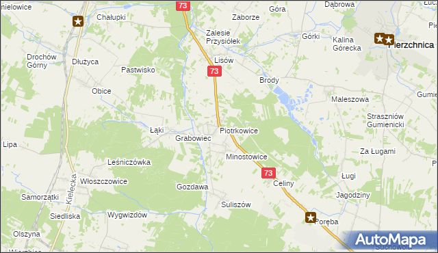 mapa Piotrkowice gmina Chmielnik, Piotrkowice gmina Chmielnik na mapie Targeo