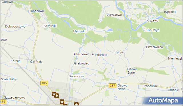 mapa Piotrkówko gmina Szamotuły, Piotrkówko gmina Szamotuły na mapie Targeo