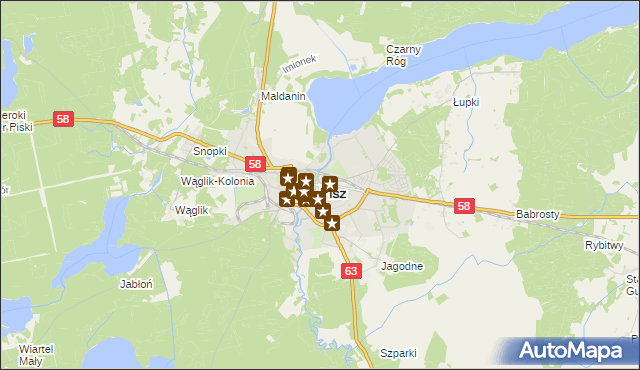 mapa Pisz, Pisz na mapie Targeo
