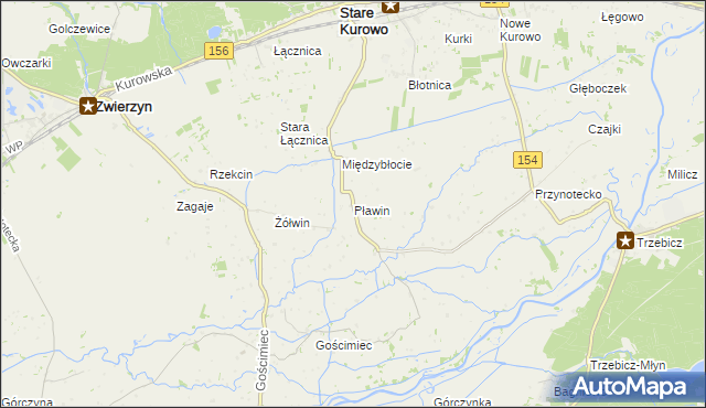 mapa Pławin gmina Stare Kurowo, Pławin gmina Stare Kurowo na mapie Targeo