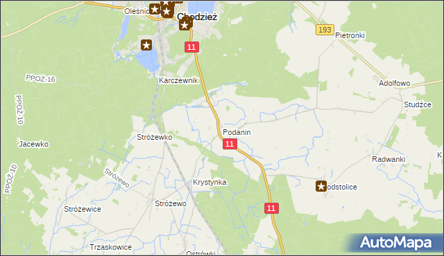 mapa Podanin, Podanin na mapie Targeo