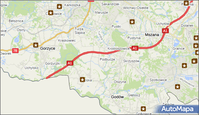 mapa Podbucze gmina Godów, Podbucze gmina Godów na mapie Targeo