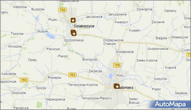 mapa Podgaje gmina Skalbmierz, Podgaje gmina Skalbmierz na mapie Targeo