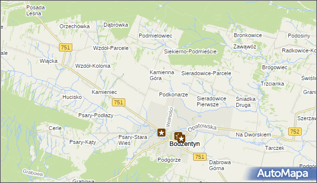 mapa Podkonarze, Podkonarze na mapie Targeo