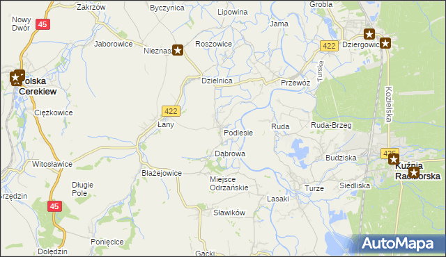 mapa Podlesie gmina Cisek, Podlesie gmina Cisek na mapie Targeo