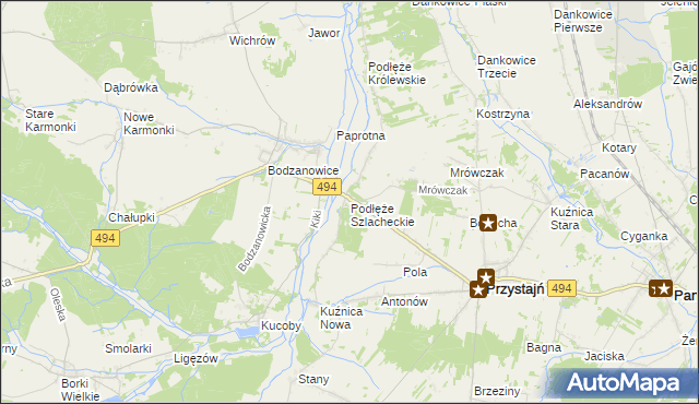 mapa Podłęże Szlacheckie, Podłęże Szlacheckie na mapie Targeo