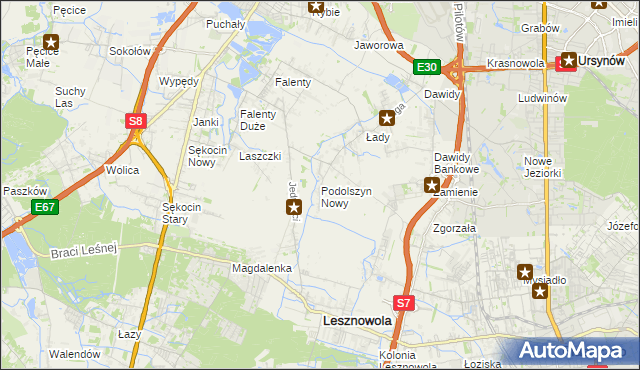 mapa Podolszyn Nowy, Podolszyn Nowy na mapie Targeo