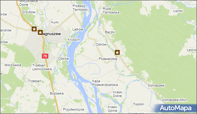 mapa Podwierzbie gmina Maciejowice, Podwierzbie gmina Maciejowice na mapie Targeo