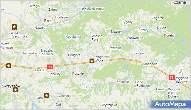 mapa Pogórska Wola, Pogórska Wola na mapie Targeo