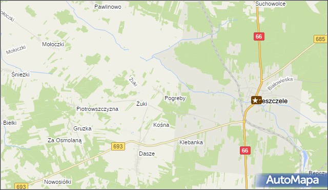mapa Pogreby, Pogreby na mapie Targeo