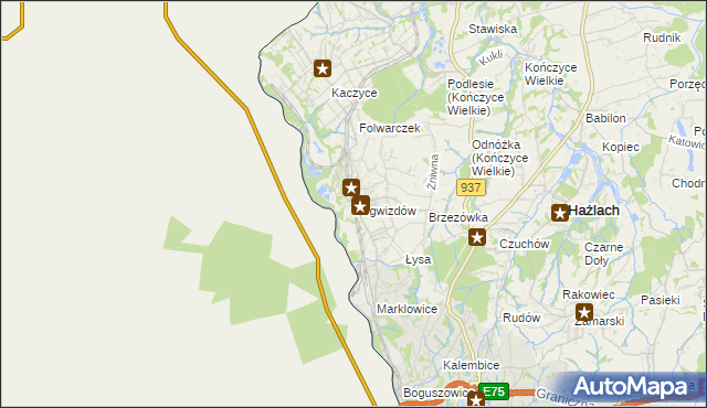 mapa Pogwizdów gmina Hażlach, Pogwizdów gmina Hażlach na mapie Targeo