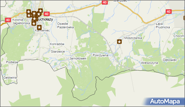 mapa Pokrzywna gmina Głuchołazy, Pokrzywna gmina Głuchołazy na mapie Targeo