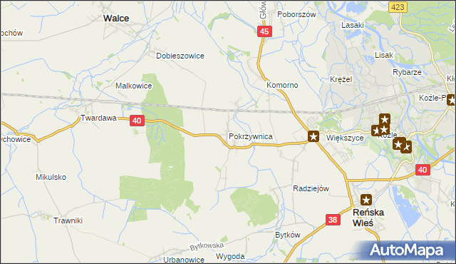 mapa Pokrzywnica gmina Reńska Wieś, Pokrzywnica gmina Reńska Wieś na mapie Targeo