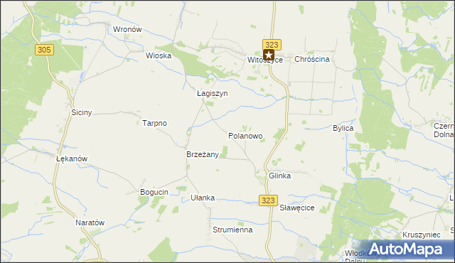 mapa Polanowo gmina Góra, Polanowo gmina Góra na mapie Targeo