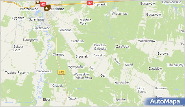 mapa Policzko, Policzko na mapie Targeo