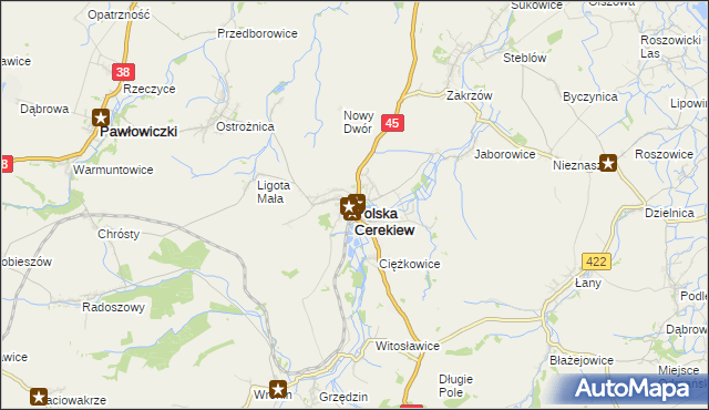 mapa Polska Cerekiew, Polska Cerekiew na mapie Targeo