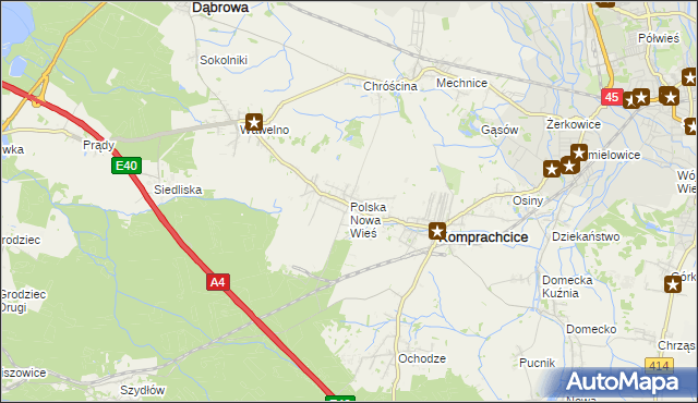 mapa Polska Nowa Wieś, Polska Nowa Wieś na mapie Targeo