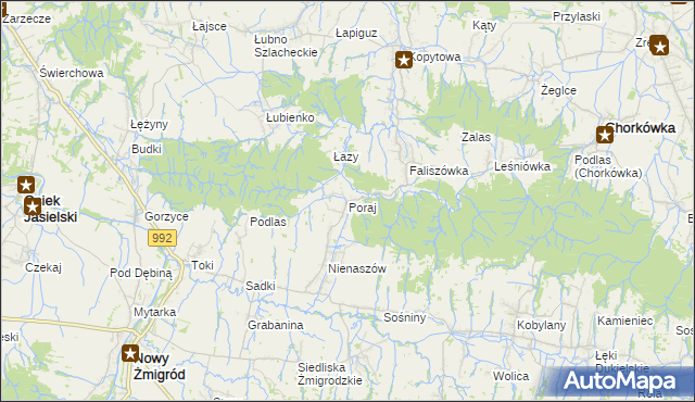 mapa Poraj gmina Chorkówka, Poraj gmina Chorkówka na mapie Targeo