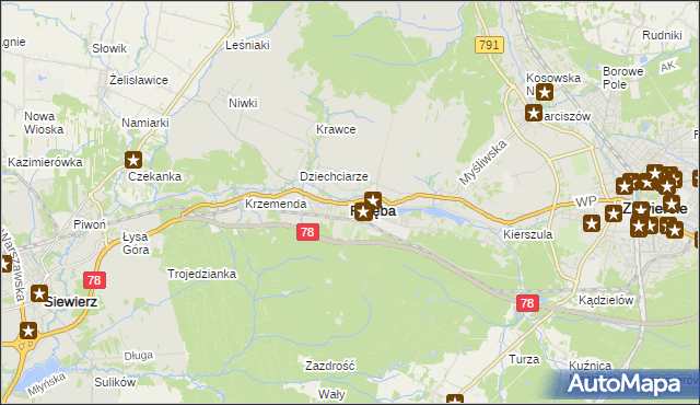 mapa Poręba powiat zawierciański, Poręba powiat zawierciański na mapie Targeo