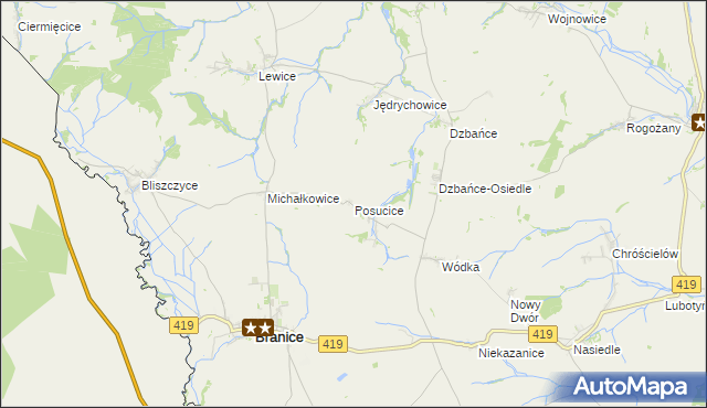 mapa Posucice, Posucice na mapie Targeo