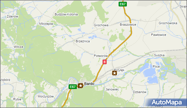 mapa Potworów gmina Bardo, Potworów gmina Bardo na mapie Targeo