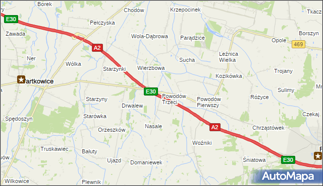 mapa Powodów Trzeci, Powodów Trzeci na mapie Targeo