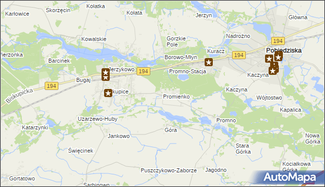 mapa Promienko, Promienko na mapie Targeo