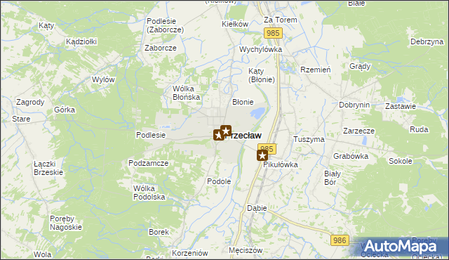 mapa Przecław powiat mielecki, Przecław powiat mielecki na mapie Targeo
