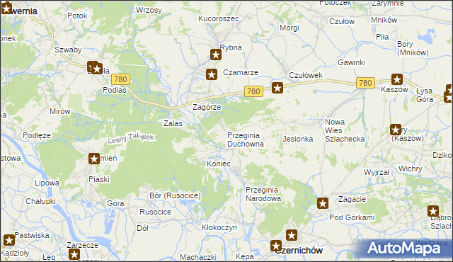 mapa Przeginia Duchowna, Przeginia Duchowna na mapie Targeo