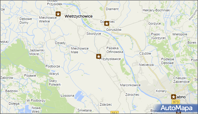 mapa Przybysławice gmina Radłów, Przybysławice gmina Radłów na mapie Targeo