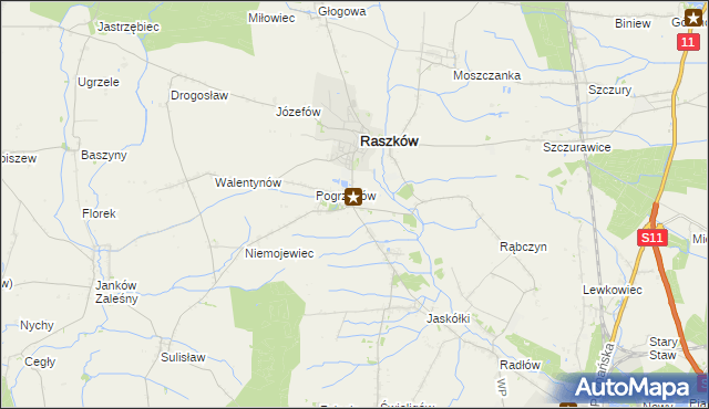 mapa Przybysławice gmina Raszków, Przybysławice gmina Raszków na mapie Targeo